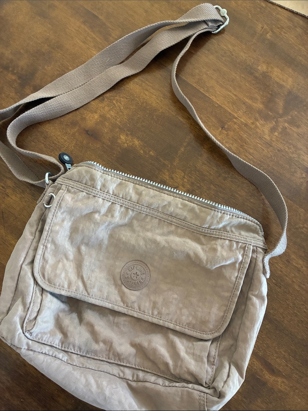 Kipling Taupe Crossbody Bag with Adjustable Strap